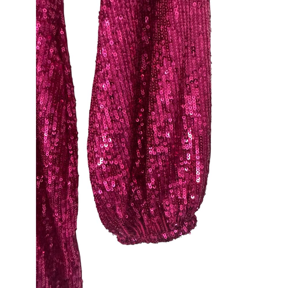 NWT The Drop Helena Sequin Wrap Dress Luminous Pink Size XS - Picture 5 of 12